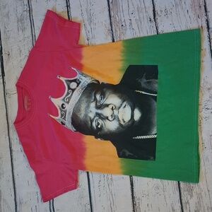 Notorious B.I.G. Red Green Yellow Cotton Rasta Tie Dye T Shirt S